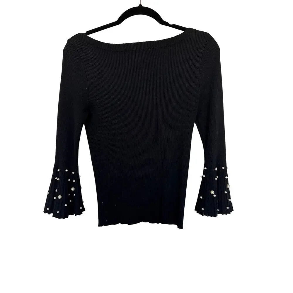 Boston Proper Pearl Bell Sleeve Sweater, S
